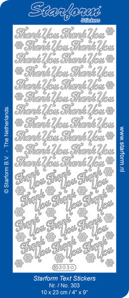 Starform N303 Gold Thank You Outline Peel Stickers