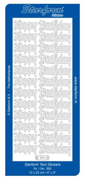 Starform Happy Birthday N390 Glitter Black Silver Outline Stickers