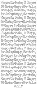 Starform N397 Silver Happy Birthday! Outline Peel Sticker
