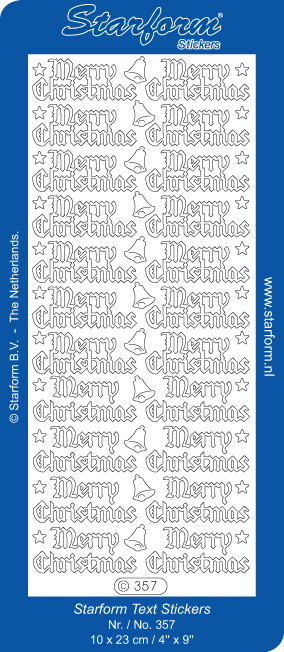 Starform Merry Christmas N357 Silver Holographic Greeting Outline Peel Sticker