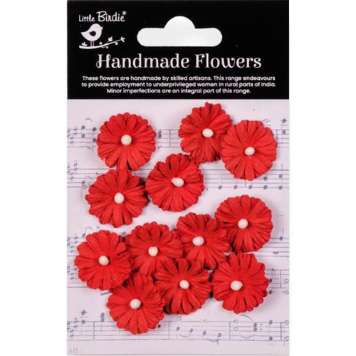 Little Birdie Crafts- Handmade Flowers- Larisa- Cardinal Red- 6pc