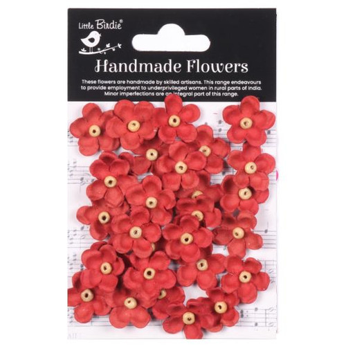 Little Birdie Crafts- Handmade Flowers- Beeded Blooms- Cardinal Red- 30pc