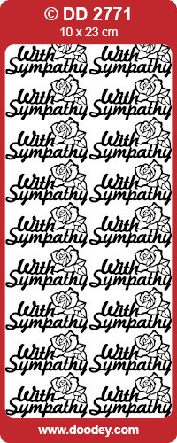 DD2771 Silver With Sympathy Peel Stickers One 9x4 Sheet