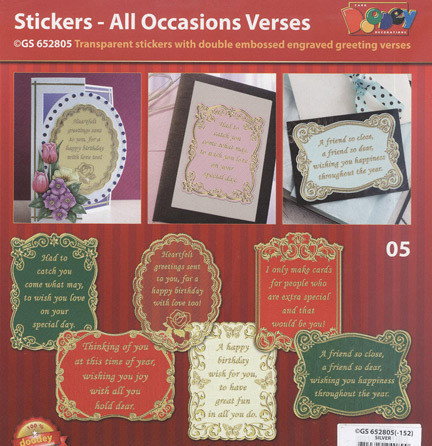 VERSES Silver 05 All Occasion GS652805 Peel Stickers One Sheet with 6 Stickers