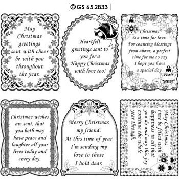 VERSES Silver N33 Christmas GS652833 Peel Stickers One Sheet with 6 Stickers