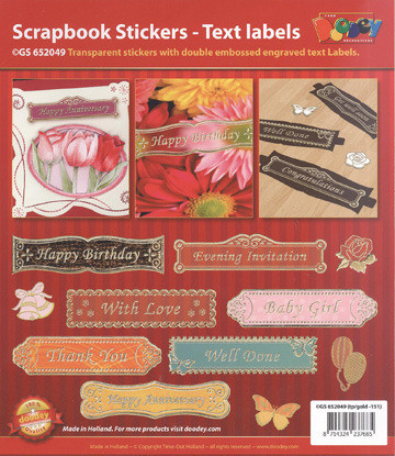 VERSES TEXT LABELS Gold All Occasions GS652049 Peel Stickers