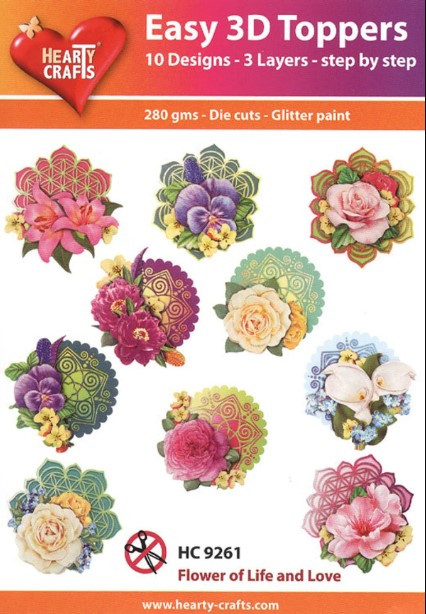 Hearty Crafts- Easy 3D Toppers- 10 designs- Flower of Life and Love