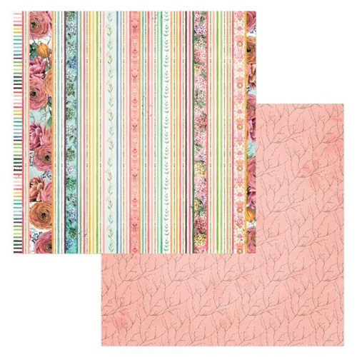 Bo Bunny- Willow & Sage- 12x12 Double-sided Paper- Stripe- 2pc