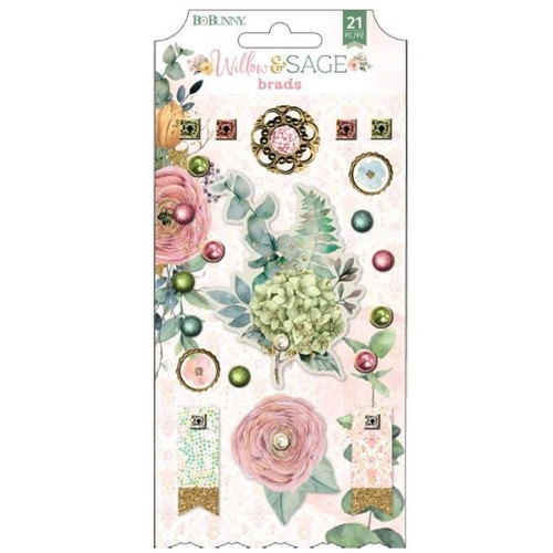 Bo Bunny- Willow & Sage- Brads- 21pc