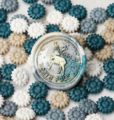 Sealing Wax Beige Green Sunflower Shape 100pcs/bag