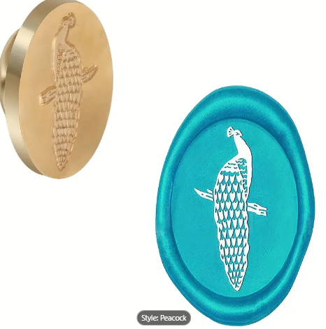 Sealing Wax Seal Stamp - Peacock on Branch Oval