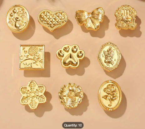 Sealing Wax Alloy Seal Stamps - Set of 10 Vintage in a Boc
