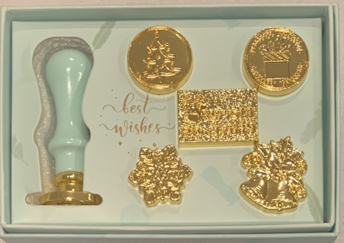 Sealing Wax Fantasy Gift Set Light Green Handle w 6 metal seals