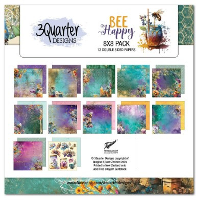3Quarter Designs- Bee Happy- 8x8 Paper Pack