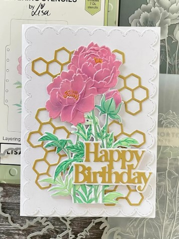 Lisa Horton Crafts- Layering Stencils- Wild Peony
