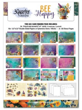 3Quarter Designs- Bee Happy- 6x4 Card Pack