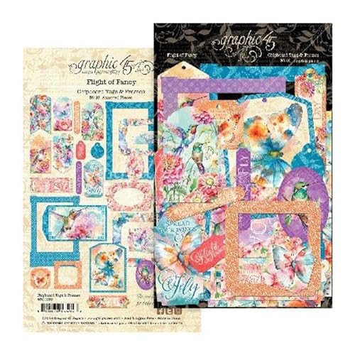 Graphic 45- Chipboard Tags & Frames- Flight of Fancy