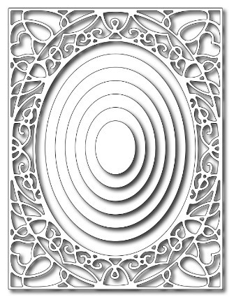 Frantic Stamper Cutting Dies- Elementals #12- Ovals and Filigree Frame