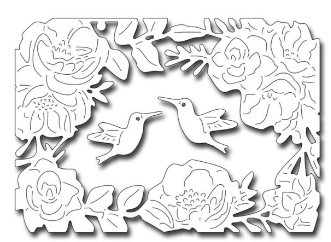 Frantic Stamper Cutting Die- Floral Frame and Hummingbirds