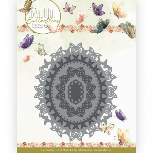 Find It Trading- Precious Marieke- Beautiful Butterflies- Butterfly Oval Die Set PM10254