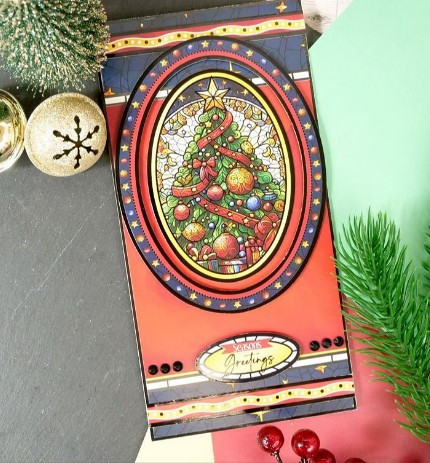 Hunkydory Crafts Stained Glass Christmas Luxury Topper Set- Merry Christmas SGC904