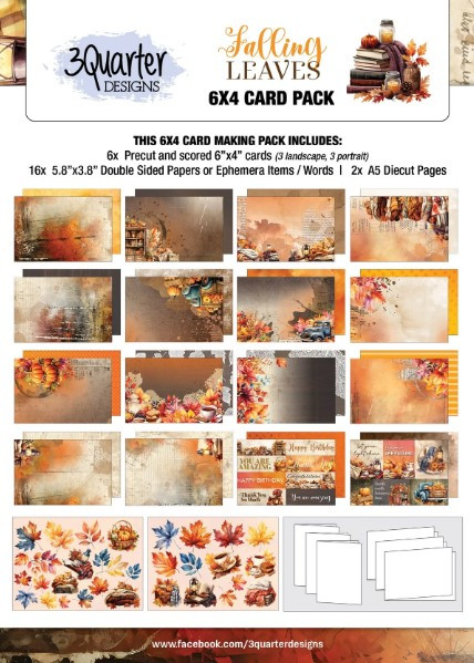3Quarter Designs- Falling Leaves- 6x4 Card Pack