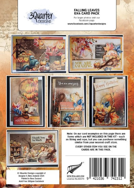 3Quarter Designs- Falling Leaves- 6x4 Card Pack