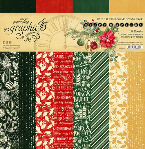 Graphic 45 12x12 Patterns & Solids Pack- Merry & Bright