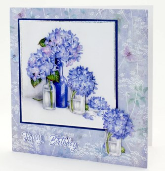 Katy Sue Design- Die Cut Decoupage- Blue Hydrangeas (Set of 3)