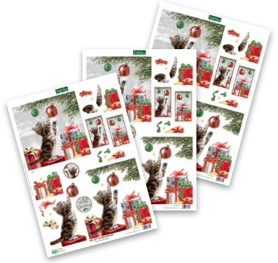 Katy Sue Design- Die Cut Decoupage- Kittens & Presents (Set of 3)