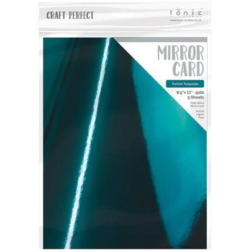 Craft Perfect Mirror High Gloss Cardstock 8.5'X11' 5/Pkg Turkish Turquoise