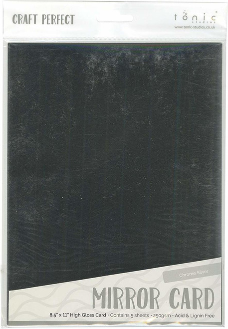 Craft Perfect Mirror Glossy Cardstock 8.5'X11' 5/Pkg Chrome Silver