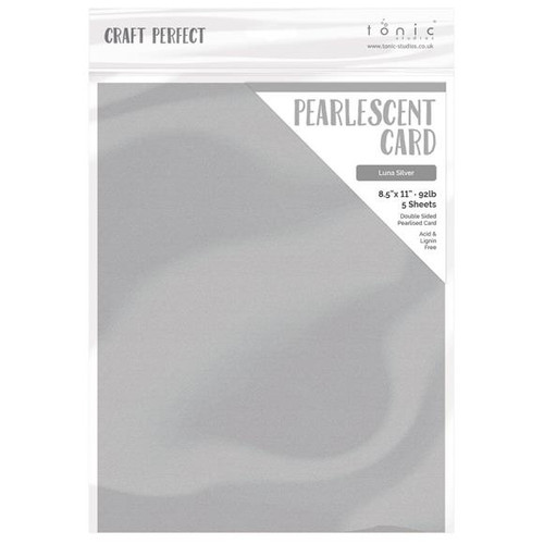 Craft Perfect Double-Sided Pearlescent Card - Luna Silver - 5 Sheet Pack 92lb