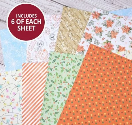 Hunkydory Envelope Making Papers 12.5'' x 12.5" 48 Papers- Christmas Collection