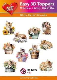 Hearty Crafts- Easy 3D Toppers Cats- 10 designs