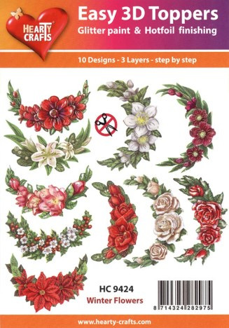 Hearty Crafts- Easy 3D Toppers Winter Flowers- 10 designs