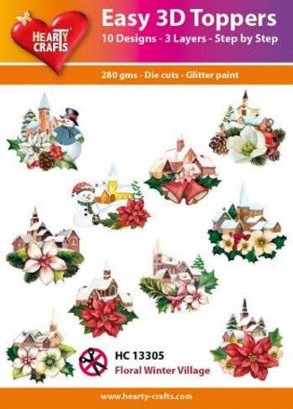 Hearty Crafts- Easy 3D Toppers Floral Winter Village- 10 designs