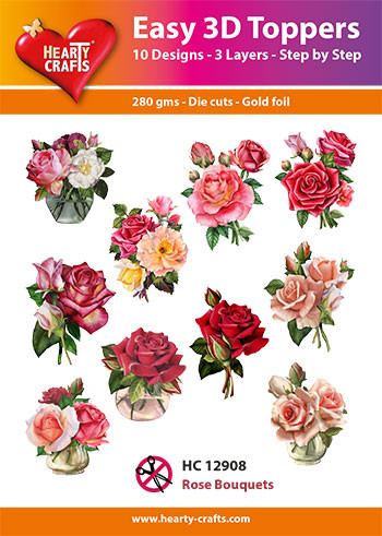 Hearty Crafts- Easy 3D Toppers Rose Bouquets- 10 designs