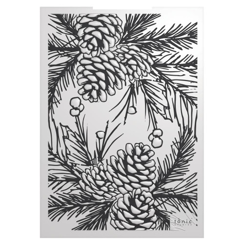 Tonic Studios 5528e- Timeless Tidings 3D Embossing Folder- Pinecone Parade
