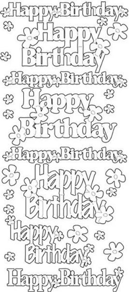 Ecstasy Crafts Peel Sticker -Happy Birthday Large- Black