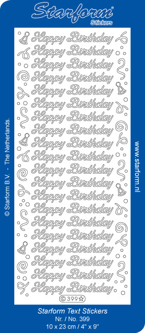 Starform Happy Birthday Script Gold 399 Outline Peel Sticker