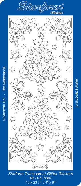 Starform Transparent Glitter Gold 7086 Filigree Christmas Trees Stickers Peel