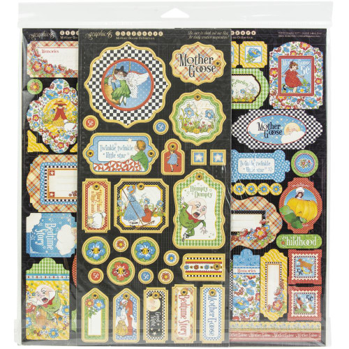 Graphic 45 4502185 Mother Goose 12' x 12' Papercrafting Set