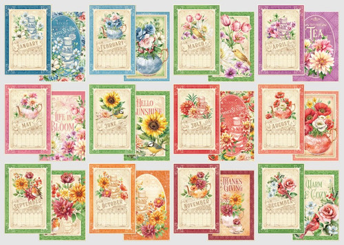 Graphic 45- Calendar Ephemera Cards- Season to Celebrate