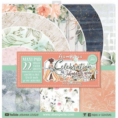 Stamperia Celebration Single Faced Paper Maxi Pad 12"X12" 22/Pkg