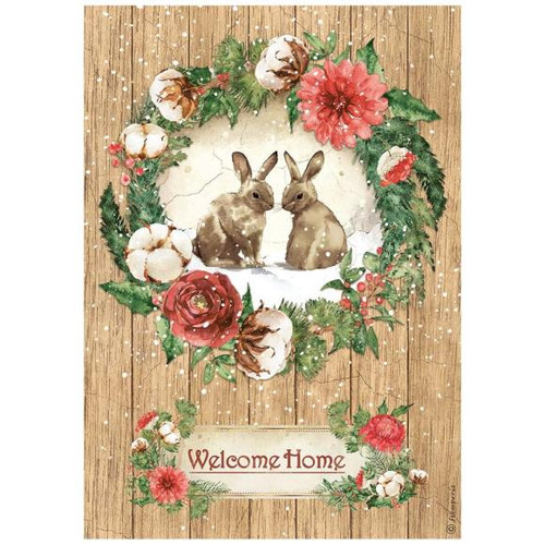 Stamperia A4 Decoupage Rice Paper - Home for the Holidays- Welcome Home