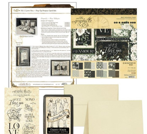 Graphic 45 Card Kit 2023 P.S I Love You- Pop-Up Frame Card Set