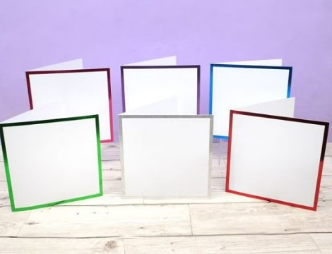 Hunkydory Crafts 6x6 Foiled Edge Card Blanks 6- 300gsm Cards & 100gsm Envelopes- Brights Edition