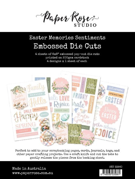 Paper Rose- Embossed Die Cut - Easter Memories Sentiments