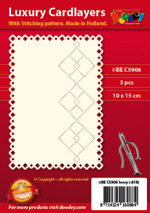 Luxury Stitching Pattern Cardlayers 3pc A6 Layer Square Border Big & Small Ivory 10x15cm Laser-Cut Card